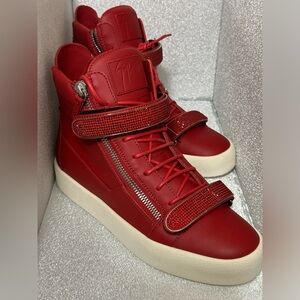💎 GIUSEPPE ZANOTTI SNEAKERS RED WITH CRYSTAL SIZE 44 US 11 W BOX 100% AUTHENTIC